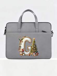 New Christmas Letter Graphic Laptop Bag, Fits 14-Inch Laptop Or Tablet, Fashionable Water-Resistant Fabric Briefcase For Men Christmas Bags