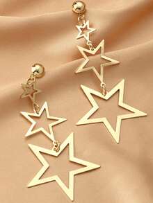 KWHY 1 par de pendientes largos con colgante en forma de estrella hueca, adecuados para el uso diario de las mujeres