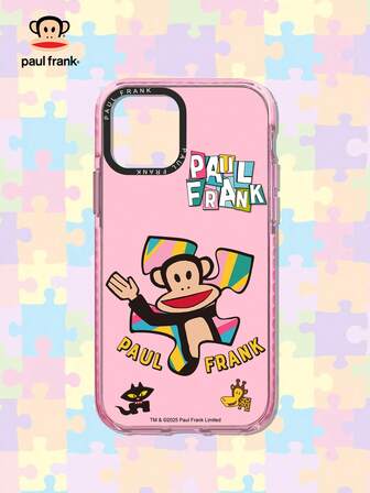  Paul Frank-licensierat transparent rosa telefonskal, stötsäkert kameraskydd i hela kroppen, design kompatibel med iPhone 13/14/15/16 Pro Max