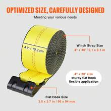 Correas de cabrestante , 10 cm x 9 m, capacidad de carga de 2777 kg, resistencia a la rotura de 8277 kg, correas para camión con gancho plano, amarres para plataforma, control de carga para remolques, granjas, rescates, protección de árboles, amarillas (paquete de 10) - Amarillo - Ver 7