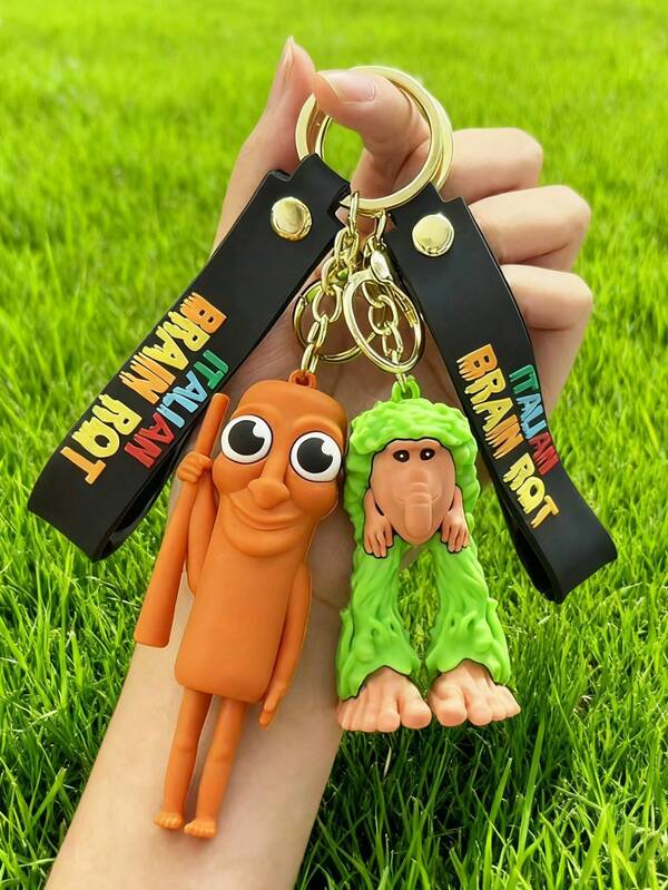 1pc Wooden Stick Figure Shanhaijing Keychain, Creative Gag Car Pendant, 3D Abstract Accessory, Niche Design Bag Charm, National Style Gift Bag Charms Car Accessories Teacher Friend Sister Gift Ideas