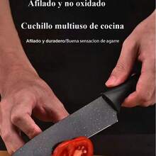 Juego De Cuchillos De Cocina Pelador + Tijeras Set 6 Piezas Negro - Negro - Ver 4