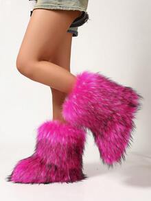 New Winter Warm Plush Faux Fur Snow Boots For Women - Rose Red Ankle Booties With Soft Lining, Cozy Slip-On Design For Cold Weather Outdoor & Indoor Wear Unisex Short Ankle Faux Raccoon Fur Snow Boots - Solid Classic Color, Super Smooth Fur Touches The Ground, Perfect For Christmas & Halloween, Y2K Style! Y2K Fashion Men's & Women's Snow Boots - Faux Raccoon Fur, Silky Smooth Floor-Reaching Fur, Solid Classic Shade, Ideal For Christmas & Halloween! Short Ankle Unisex Snow Boots With Faux Raccoon Fur - Solid Classic Color, Ultra-Smooth Fur Hits The Ground, Must-Have For Christmas & Halloween, Edgy Y2K Vibe! Christmas & Halloween Essential Faux Raccoon Fur Snow Boots (Unisex) - Solid Classic Hue, Smooth Fur Touches The Floor, Stylish Y2K Look! Y2K Short Ankle Snow Boots For Men & Women - Faux Raccoon Fur, Super Smooth Floor-Length Fur, Solid Classic Color, Great For Christmas & Halloween Celebrations! - 玫紅 - 查看 5