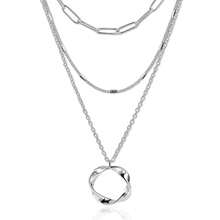 1pc Fashion Multi-Layer Stacking Rings 925 Silver Necklace For Women, Personalized Hiphop Everyday Party Gift