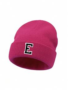 1 Buah Topi Rajut Anak dengan Pola 26 Huruf, Topi Rajut Warna Polos, Topi Anak Perempuan, Topi Hangat untuk Aktivitas Luar Ruangan, Musim Gugur/Dingin - Hot Pink - View 9