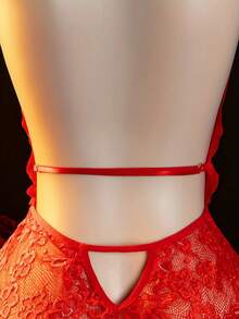 Sexy Lingerie Sexy Underwear, Open Crotch, Hollow Jumpsuit, Women's Lace Jumpsuit And Sexy Tights - Red - View 5