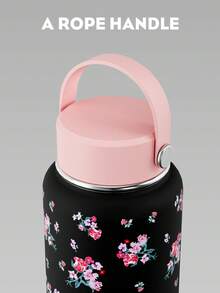 Botella de agua de acero inoxidable de 32 onzas con tapa, botella de boca ancha con aislamiento al vacío, adecuada para actividades al aire libre, viajes, escuela, también un regalo creativo - Rosa negra - Ver 5