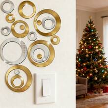 24/48/72pcs Silver, Gold, Black, Red Acrylic DIY Decorative Mirror Wall Stickers, Assorted Round Plastic Decals, Suitable For Living Room, Bedroom, Mirror, Cabinet, Removable And Easy To Install, Waterproof And Shatterproof - Multicolor - View 2