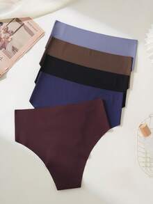 5Pcs Women Seamless Underwear Women's Mid-Rise Briefs Soft & Comfortable Athletic Underwear With Stylish "SPORT" Letter Print