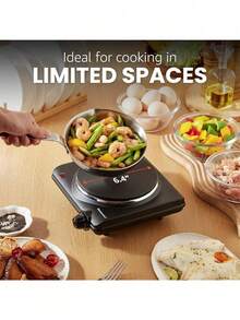 Placa eléctrica de quemador en espiral individual para encimera, control de temperatura, luz indicadora, fácil de limpiar, color negro - Tipo de Enchufe A USA (110-127V) - Ver 9