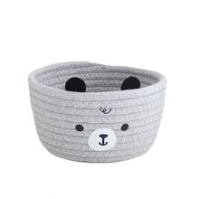 1pc Handmade Woven Teddy Bear Storage Basket, Cartoon Cute Desktop Organizer Basket