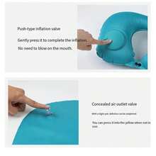 Almohada inflable en forma de U de tipo manual para viajes de ocio, plegable y portátil. - Gris - Ver 5