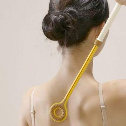 1 massageador de costas de design próprio, com dupla face e função de arranhar as costas, extensível.