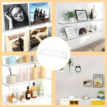 AEVIORA 8 Pcs Estantes Flotantes para Discos de Vinilo, Soporte para Vinilos de 12 Puadas, Repisa para Exhibición y Almacenamiento de álbumes, Soporte de Pared de Acrílico Transparente - negro - Ver 5