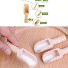 10pcs Mini Wooden Spoons, Bamboo Shower Salt Spoons, Tea Spoons, Laundry Powder Scoops, Milk Powder Scoops, Sugar Spoons, Multi-Purpose Wooden Spoons, Portable Spoons, Honey Spoons, Coffee Bean Scoops, Kitchen Utensils, Baking Tools - Khaki - View 6