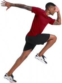 Holure 1 o 3 o 5 Juegos de Sudaderas de Entrenamiento Masculino UPF 40+ Sudaderas Deportivas Camisetas de absorción de Humedad de Fitness seco Camisas Deportivas de Manga Corta - 3 Paquetes-Negro/Rojo/Azul marino - Ver 4