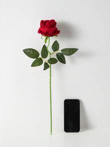 MEHELANY 5朵勃艮第酒红色人造丝绒玫瑰，逼真美观，适用于新娘捧花、情人节礼物、婚礼、派对、家居装饰、花瓶装饰、返校礼物