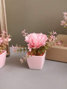 1 件/套 6 件人造迷你多肉植物，适用于家庭、客厅、桌面、窗台、办公桌装饰、母亲节、婚礼派对装饰 - 粉色 - 查看 17