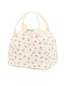 1 Piece Strawberry Print Corduroy Lunch Bag Thermal Insulation Lunch Box Storage Handbag School Cooler Bag Picnic Food Pouch Portable Lunch Bag Thermal Insulated Lunch Box Bento Pouch Dinner Insulation Bag Cute Lunch Fruit Bag Lunch Bags With Pocket ,Multifunctional Waterproof Leak-Proof Adult Lunch Tote Cooler Bag Work Outdoor Camping Picnic - 彩色 - 查看 10