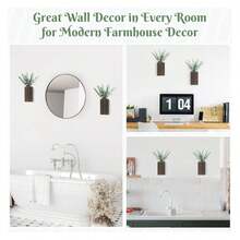 Dahey 2 Pack Wood Wall Planter Vase With Artificial Eucalyptus Farmhouse Wall Hanging Dr Pocket Planter For Indoor Fake Plants Greenery Flowers Living Room Bedroom Kitchen Home Dration, White - 多色389 - 查看 4