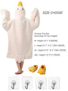 Set 2 buc. Hanorac cu glugă, supradimensionat, din puf de gâscă, extra mare, cu buzunare, include papuci din puf de gâscă. Material flanel călduros și confortabil, cadoul perfect pentru adulți - Cel mai călduros cadou. - Multicolor - Vizualizare 11