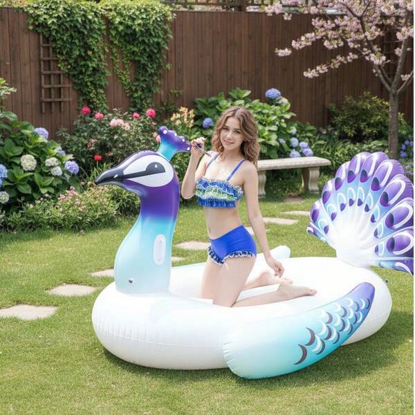 1 قطعة طافية شكل طاووس قابلة للنفخ، طافية للسباحة والشاطئ للكبار، هدية صيفية مثالية، طافية حمام السباحة، مقعد للفناء، كرسي قابل للنفخ، ديكور الفناء، رياضات مائية للاستجمام والاسترخاء للكبار، طافية متعددة الوظائف