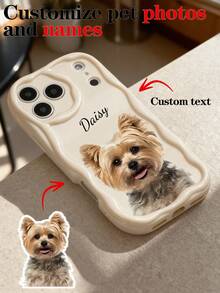 1pc Customized Cute Pet Photo & Name Phone Case, Transparent Anti-Drop Full Coverage Compatible With Samsung A13/A21s, Compatible With IPhone XR/11/14 - Apricot - View 2