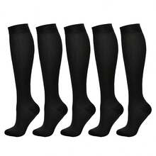 1/5 Pairs Women's Knee-High Socks, Tight Compression Sports Socks, Suitable For Running, Cycling, Fall - Black - View 5