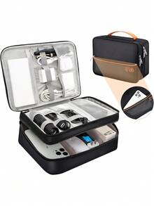 4 Capas Organizador de Cables, Organizador Portátil para Electrónicos, Impermeable de Cables Portátil, Bolsa de Viaje Universal para 10.7" iPad Cargador Auriculares Tarjeta SD etc (Negro),25870187 - Rosa vieja - Ver 1