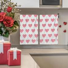 2/4/48 Piezas de Toallas de Cocina con Temática del Día de San Valentín - Super Suaves y Altamente Absorbentes de Poliéster con Patrones de Corazones Rosas - Perfectas para Decoración Festiva, Decoración de Cocina y Decoración de Fiesta. - Multicolor - Ver 3