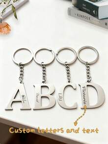 1 Personalized Stainless Steel Keychain, Customizable With 26 English Letters, Custom Name, An Elegant And Unique Gift For Graduation/Birthday, A Fashionable Accessory For Women, Perfect For Christmas, Halloween, And Valentine's Day ,Tops For Women - Multicolor - View 1