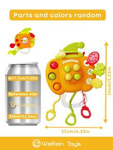 WeRein 婴儿玩具和感官牙胶、拉扯玩具 - 活力章鱼南瓜爬行玩具（带皱褶触手）、ABS/硅胶出牙玩具（适合 10-36 个月婴儿）、带礼盒包装的发育学习玩具、用于运动技能训练的幼儿玩具（颜色可能有所不同）