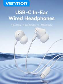 VENTION ECHO LITE USB-C In-Ear Wired Earbuds -1PC High-Quality Wired Silicone Earphones With USB Type-C Audio Interface Compatibility, Designed For Tablets And Smartphones. Equipped With A DAC Chip For Audio Decoding And Adjustable Volume. Features A 1.2-Meter Cable For Comfortable, Secure Fit. - Type C - View 3