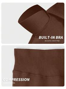 Yefecy Women's Seamless 2 Pieces Yoga Set - Tummy Control Leggings And Backless Sports Bra, Solid Color Activewear - Coffee Brown - View 5