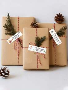 (3-Piece Set) 42 Customized Christmas Return Address Labels, Personalized Christmas Return Address Labels With Santa Claus, Holiday Christmas Tree Design, Customized Holiday Happy Surname Stickers, Personalized Address Labels Self-Adhesive Flat Rectangular Return Name Stickers, Christmas Decoration,  Suitable For Holiday Gift Packaging And Stationery, Greeting Card Envelopes, Daily Office Use (4 Patterns To Choose From) - Multicolor - View 10