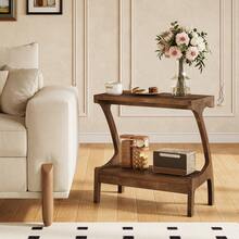 Tribesigns Solid Wood End Table With 2-Tier Storage, Natural Wood Paint Finish Side Table For Living Room, Sofa Side, Or Bedroom, Easy Assembly, Wood Brown - Gỗ Nâu - Xem 2
