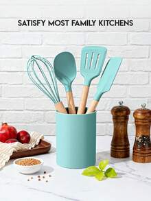 مجموعة أدوات المطبخ السيليكون ذات المقابض الخشبية (12 قطعة/مجموعة أو 44 قطعة/مجموعة) مقاومة للحرارة العالية وغير لاصقة، أدوات طهي وخبز، تستخدم في عيد الميلاد