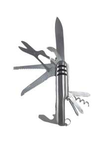 Navaja Tipo Suiza Commando 13 En 1 Acero Inoxidable Multiusos de Bolsillo Con Llavero - Plateado - Ver 5