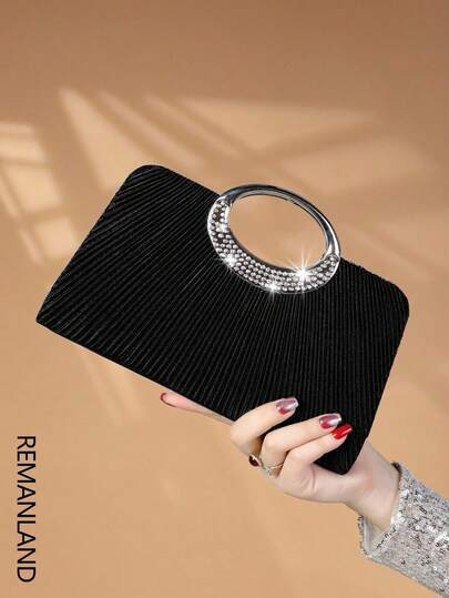 REMANLAND Bolso cubo ligero y de estilo casual de negocios con decoración de rhinestones, diseño de cordón, bolso transparente con cuentas falsas de perlas, bolso de noche elegante y exquisito de lujo discreto con rhinestones, perfecto para fiesta, cena, cena de Navidad, perfectamente a juego con el atuendo de Año Nuevo, excelentemente a juego con vestidos de fiesta para mujer, artículos esenciales de boda, perfectamente a juego con el vestido de graduación, vestidos de graduación