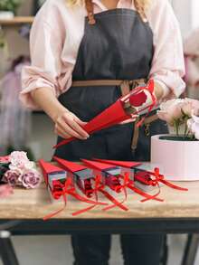 6 túi đựng hoa màu đỏ, thích hợp cho bó hoa, bó hoa hồng đơn, túi đựng hoa hồng hình tam giác trong suốt, giấy gói hoa tự làm, thích hợp cho lễ tốt nghiệp, đám cưới, Ngày Valentine, Ngày của Mẹ, quà tặng cho mẹ, cắm hoa sinh nhật (Màu đỏ) - Đỏ - Xem 6
