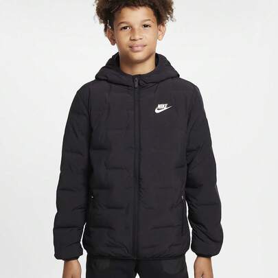 Men Letter Patched Zip Up Hooded Sports Down Coat