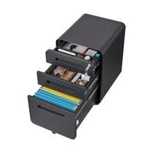 Mobile Filing Cabinet With 3 Drawers For Under The Desk In The Office, Simple Style, Versatile Storage Cabinet For Legal/Letter/A4 Files, 5-Wheel Design, Tip-Proof, Cold-Rolled Steel, Waterproof, Moisture-Resistant, Black