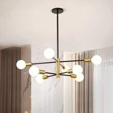 Modern Chandelier Ceiling Light Fixture Sputnik Chandeliers Gold And Black Farmhouse Chandelier Over Table 12-Light Height Adjustable Chandeliers For Dining Room, Living Room,Kitchen Island - 多頭枝形吊燈 - 查看 5
