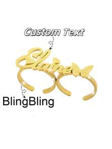 Cincin Nama Kustom, Cincin Pasangan Stainless Steel Ganda dengan Mahkota, Hati, dan Huruf, Dapat Diatur, Hadiah Ulang Tahun yang Istimewa untuknya, Hadiah Hari Ibu untuk Ibu - Sandblasting-emas - View 18