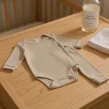 Baby 2-Piece Set: Long-Sleeved Bodysuit And Footed Pants, 100% Cotton Suedine Fabric, Maternity Layette, Kids' Romper, Children's Clothing - 卡其色 - 查看 3