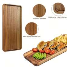 1/2/3 Stücke Akazien Holz Serviertablett, Frühstückstablett, Ess-/Küchentablett, Obstschale, Kaffeetablett, Teeschale, Snacktablett, Dekorationsstück für Wohnzimmer, geeignet für Hotels, Restaurants, Zuhause, Partys, Thanksgiving, Weihnachten, Neujahr, Mehrzwecktablett für den Außenbereich