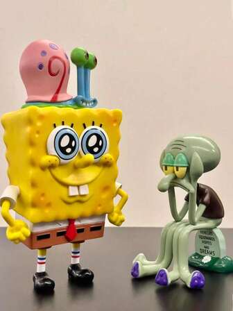 SPONGEBOB 1个优质大号实心PVC海绵宝宝胖乎乎的海星章鱼毛绒玩偶，桌面摆件，汽车装饰摆件，可爱卡通生日礼物，盒装