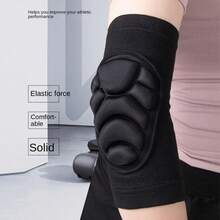 Manga de codo deportiva profesional y gruesa unisex, adecuada para voleibol, con almohadilla de compresión de espuma de soporte - Negro - Ver 4