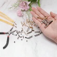 200Pcs Ribbon End Crimp Clamps, 16mm Stripe Texture Pinch Cord End Clasps Bracelet Making, Silver White - 16mm+銀白色 - 查看 6