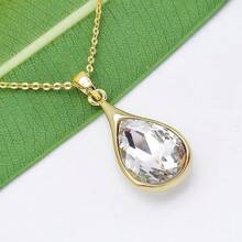 Navachi 18k Gold Plated Water Drop Pear-Shaped  Pendant Necklace 16inch+2inch{Inchcolor_nameinch:InchWhiteinch} - 鋯石白 - 查看 6